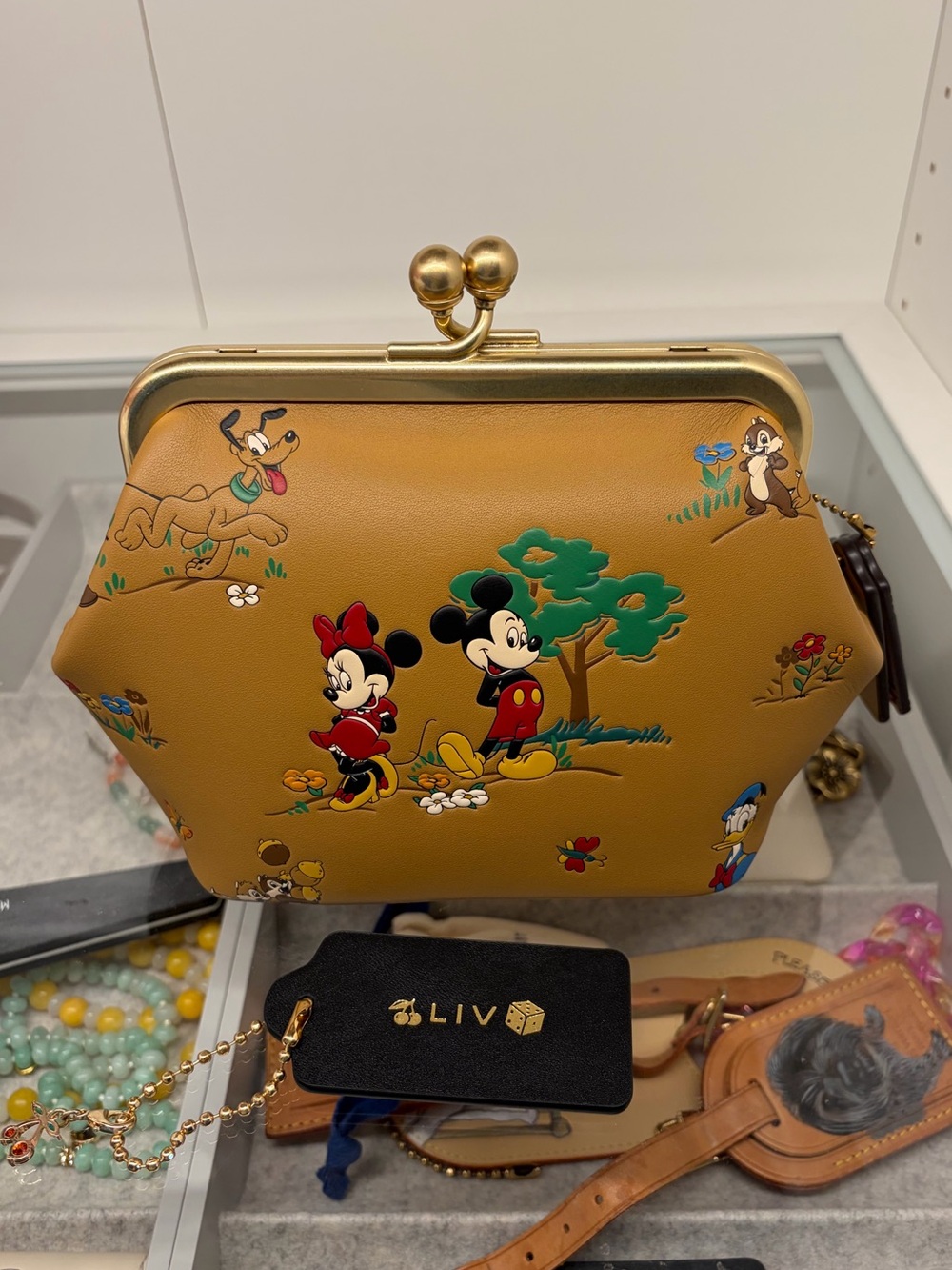 Coach x Disney Mickey & Friends Kiss Lock Crossbody with Chain NWT